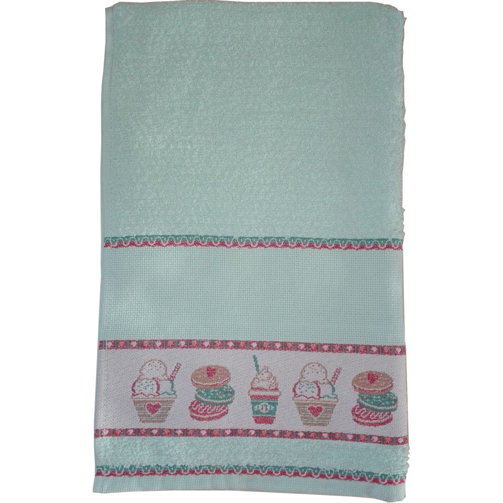 Kitchen Terry Towel with Aida Band - Sweets